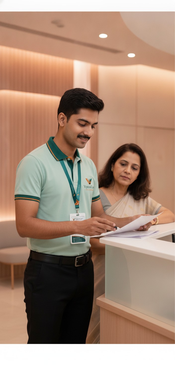 Vyora Care companion assisting a patient at the hospital